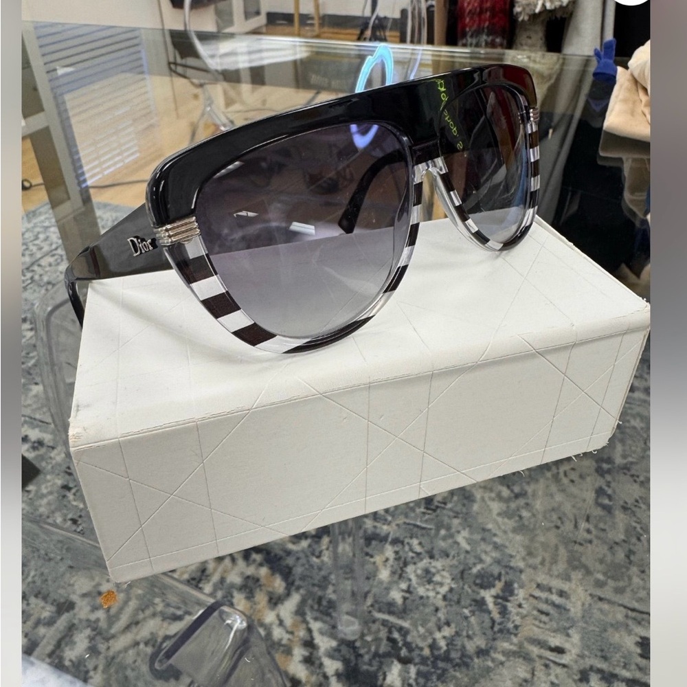 Dior Striped Black and White Sunglasses